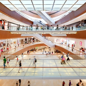 Aluminum veneer for cornice of shopping mall atrium